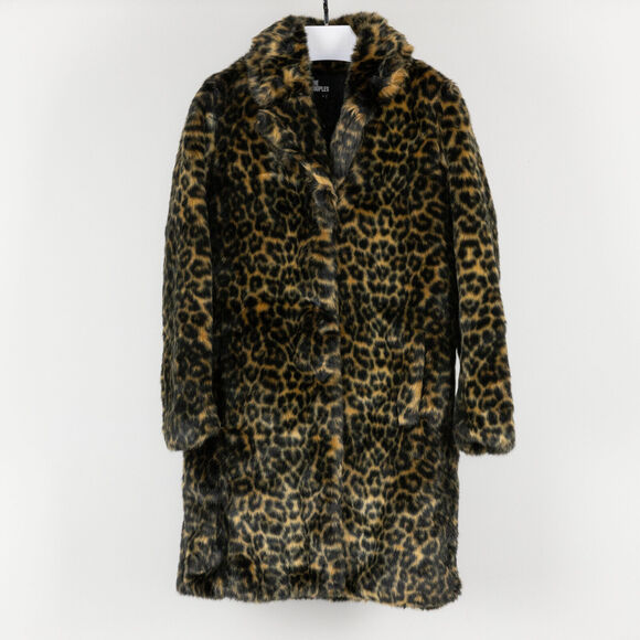 The Kooples Women Leopard Print Faux Fur Coat Leopard Size 0/XS